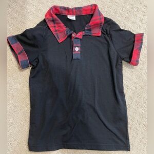 Plaid trim polo 4-5T